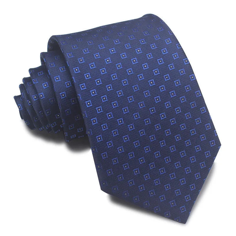 8cm wide polyester jacquard striped business tie in arrow shape for formal office wear