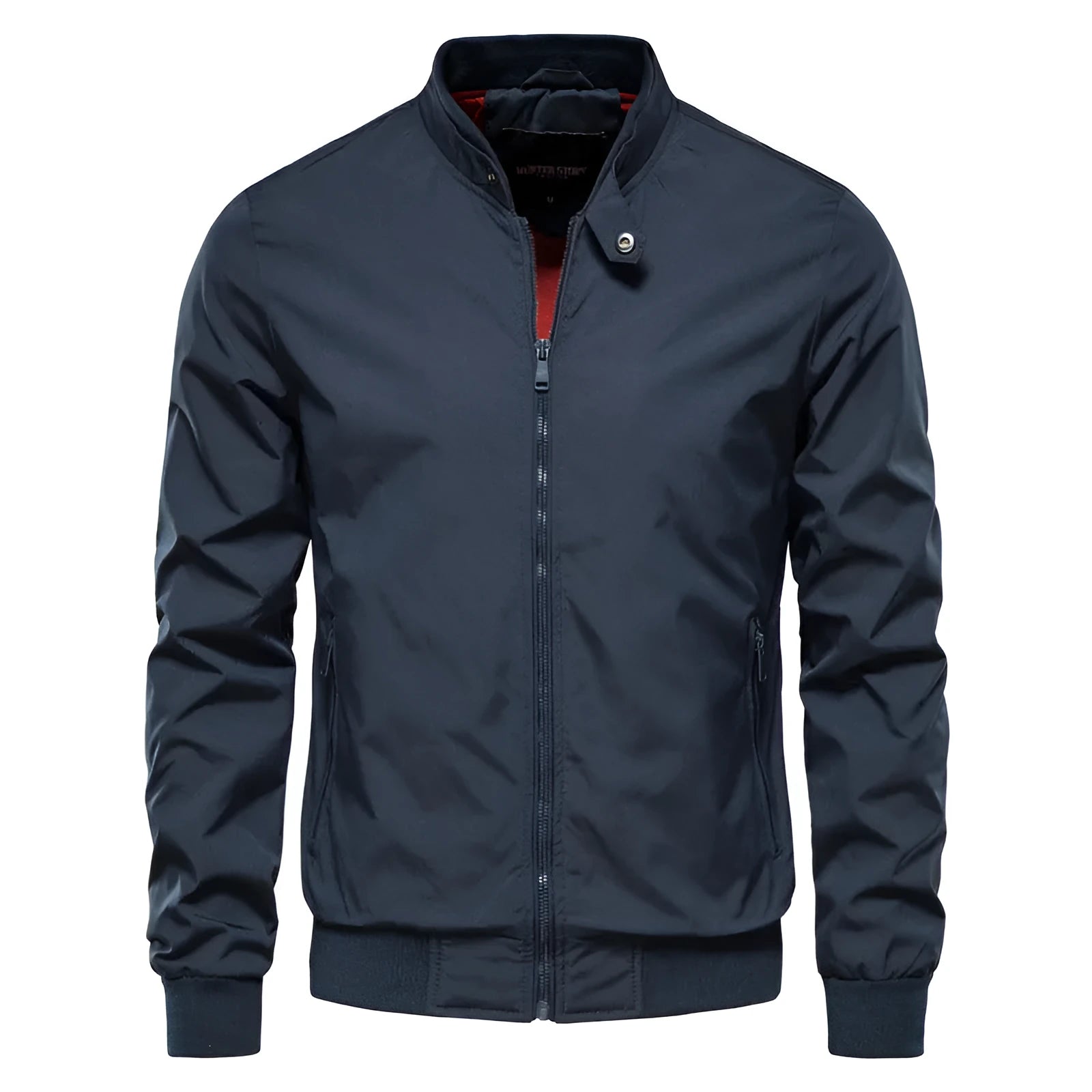 Men's thin solid colour casual jacket in Army Green, shown on a hanger.