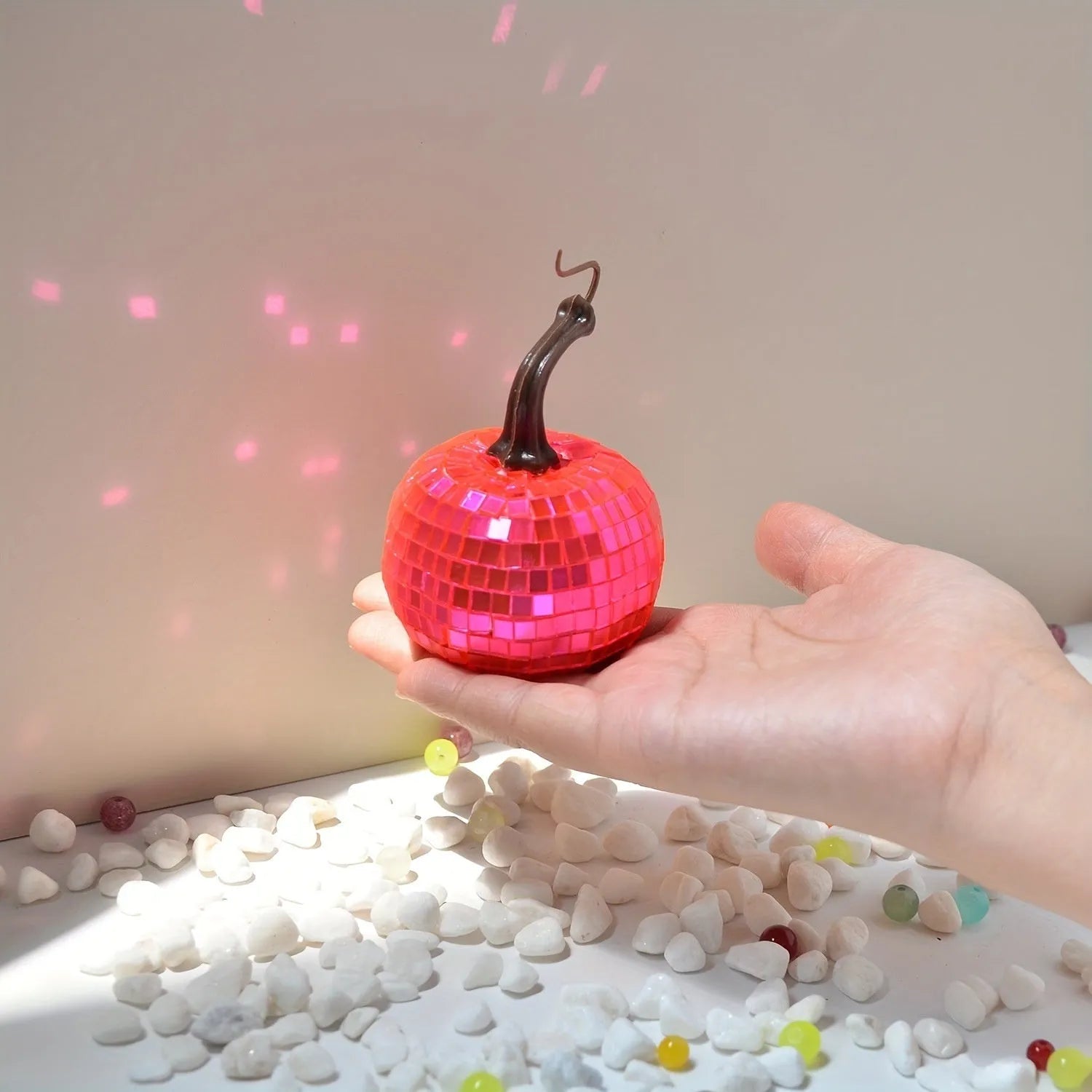 Chinese style mirrored glass pumpkin decoration in multiple sizes for Halloween and Christmas