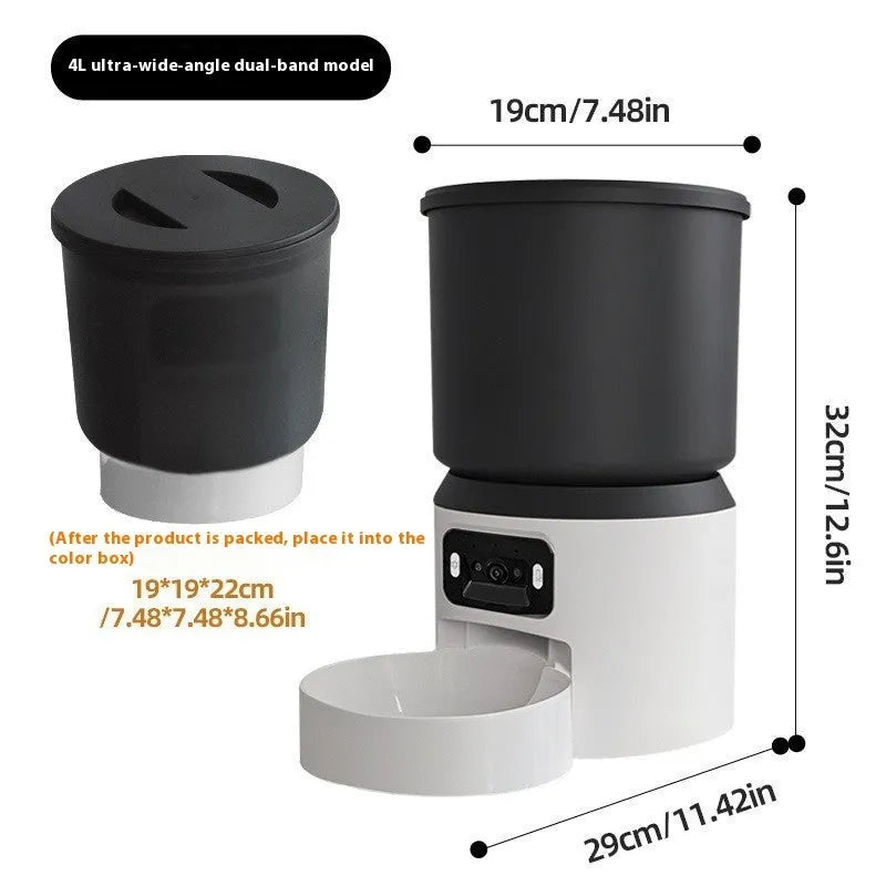 4L smart pet feeder with remote control and camera monitoring options