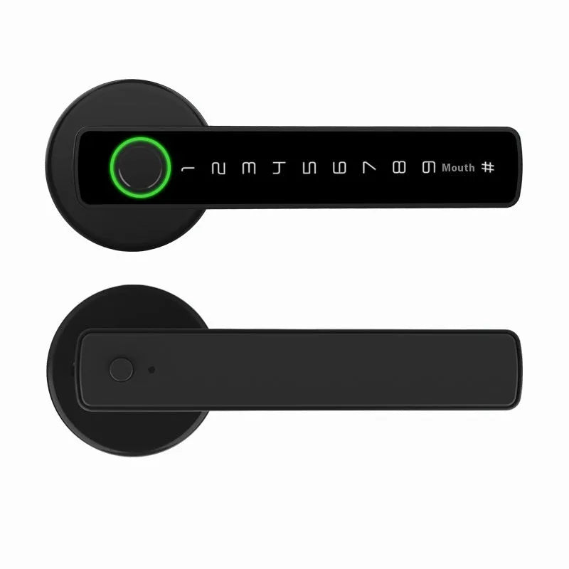 Black smart door lock with spherical card design for interior wooden doors