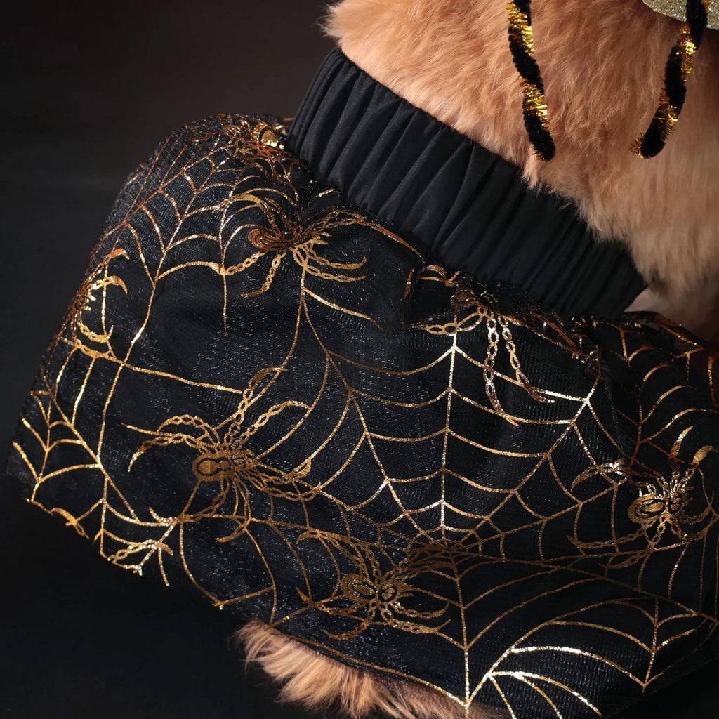 Colourful polyester dog Halloween costume suit shown in sizes S, M, L, XL for party events.