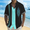 Men's loose fit casual printed shirt in a multicolour pattern, cardigan style.