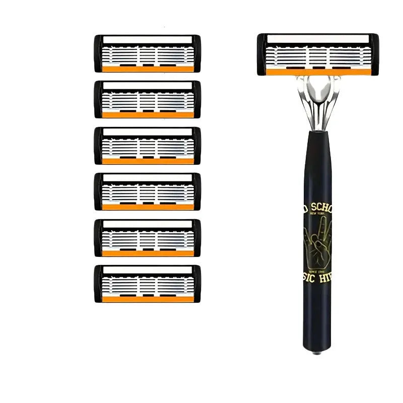 Black six-layer finger handle for manual shaver cutter head assembly with blade packs
