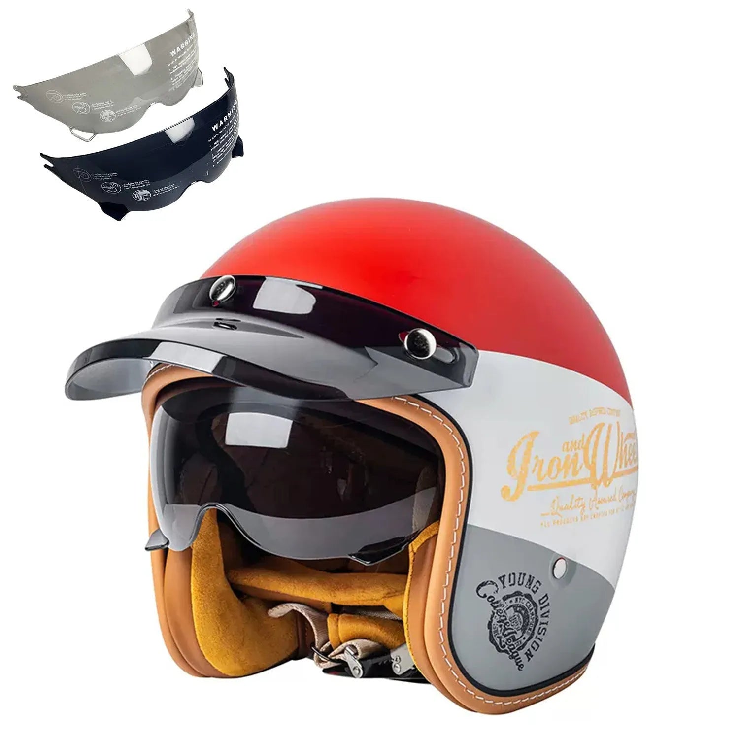 Retro-style half helmet for motorcycles on a plain background, shown in a bright yellow KT67 colour variant.