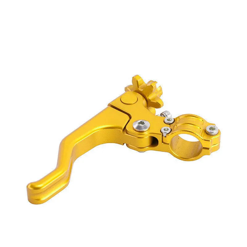 Aluminium alloy two-finger motorcycle clutch lever shown in various colour options including red, black, and silver.