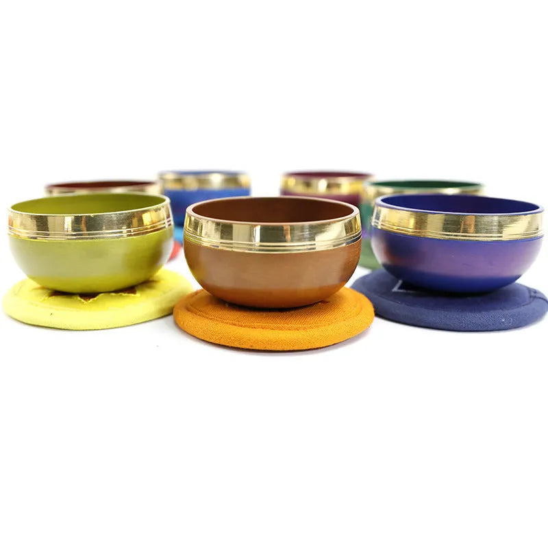 Handmade colourful Himalaya singing bowl 7.8cm diameter with mallet for meditation and sound therapy