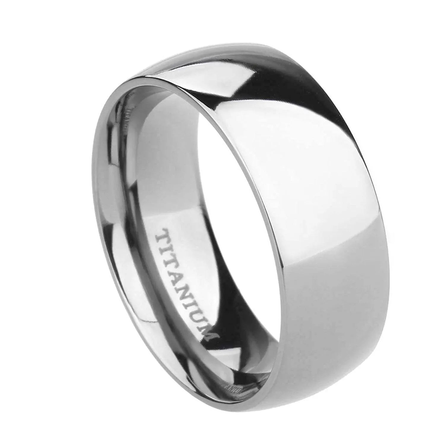 Matte silver titanium ring showing different band width options on a plain background