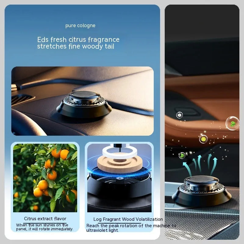 Solar electromagnetic de-icing car aromatherapy decoration in black plastic