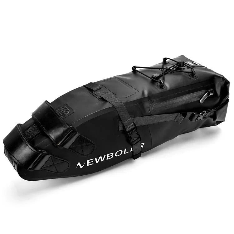 Waterproof PVC bicycle tail bag with 13 litre capacity in black colour