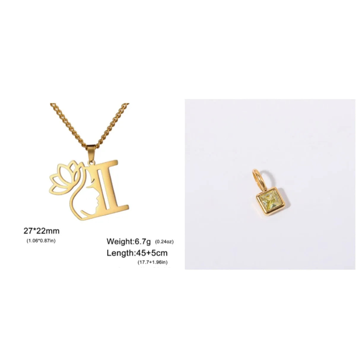 Gold and silver stainless steel fashion necklaces with a cross chain design and matching pendants.