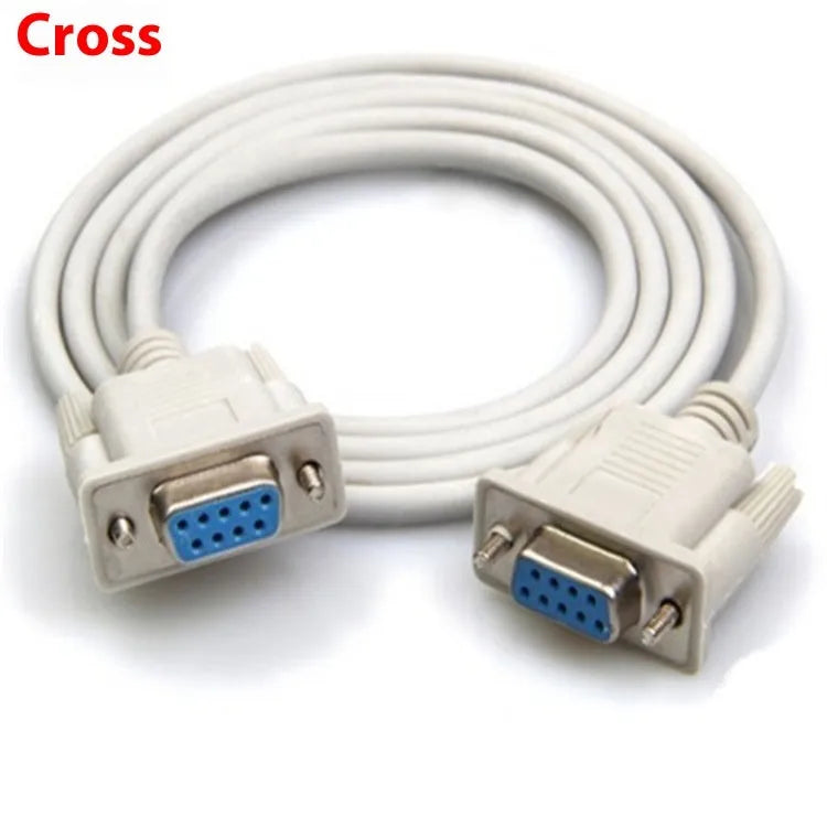 Milky white female to female RS232 serial cable with DB9 connectors, 1.5 metres long