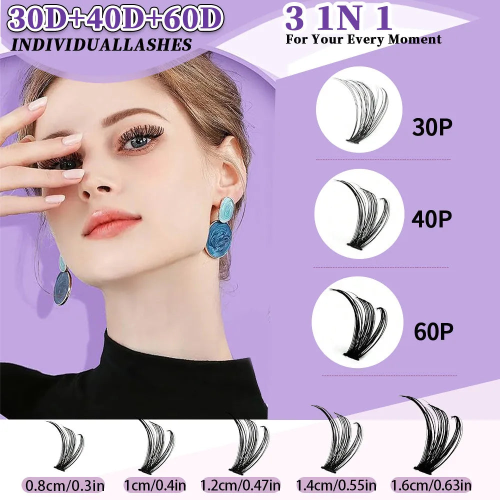 32 rows of eyelashes book cluster 640 segmented lashes set with Style1 and Style2 options