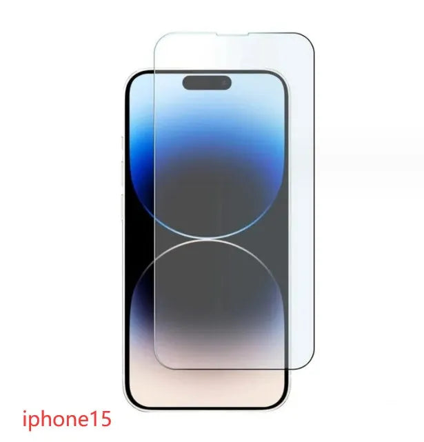 Tempered glass screen protector with 9H hardness and oleophobic coating for smartphones.