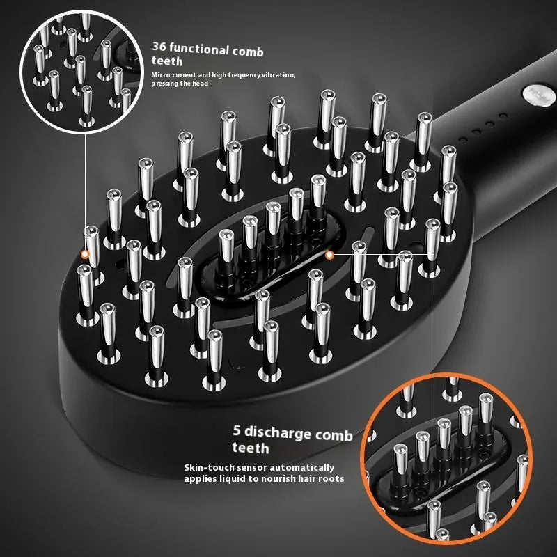 KD3802 Black scalp massage device with multifunctional vibration on a plain background.