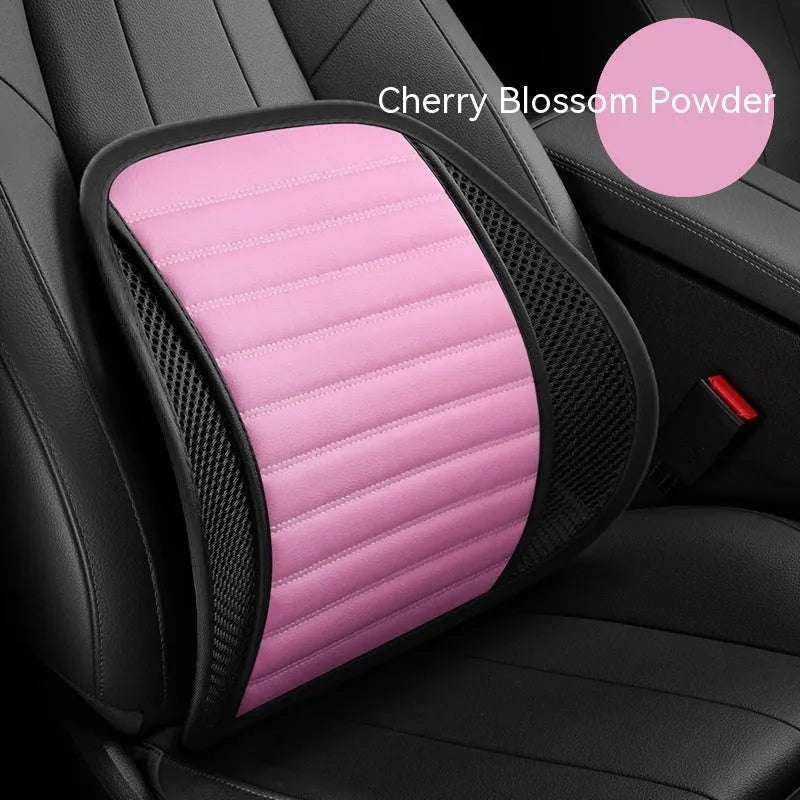 Genuine leather lumbar support cushion for car seats and office chairs in five colour options