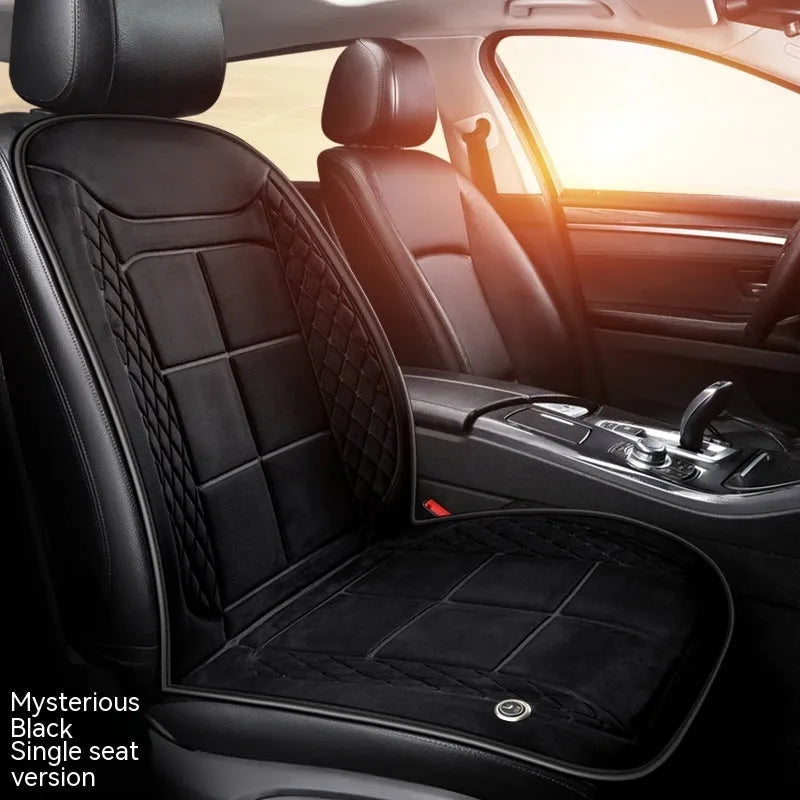Car seat heating cushion with auto heating function in beige colour on car seat