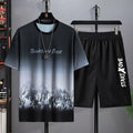 Men's light blue short sleeve t-shirt and matching shorts set for summer casual wear.