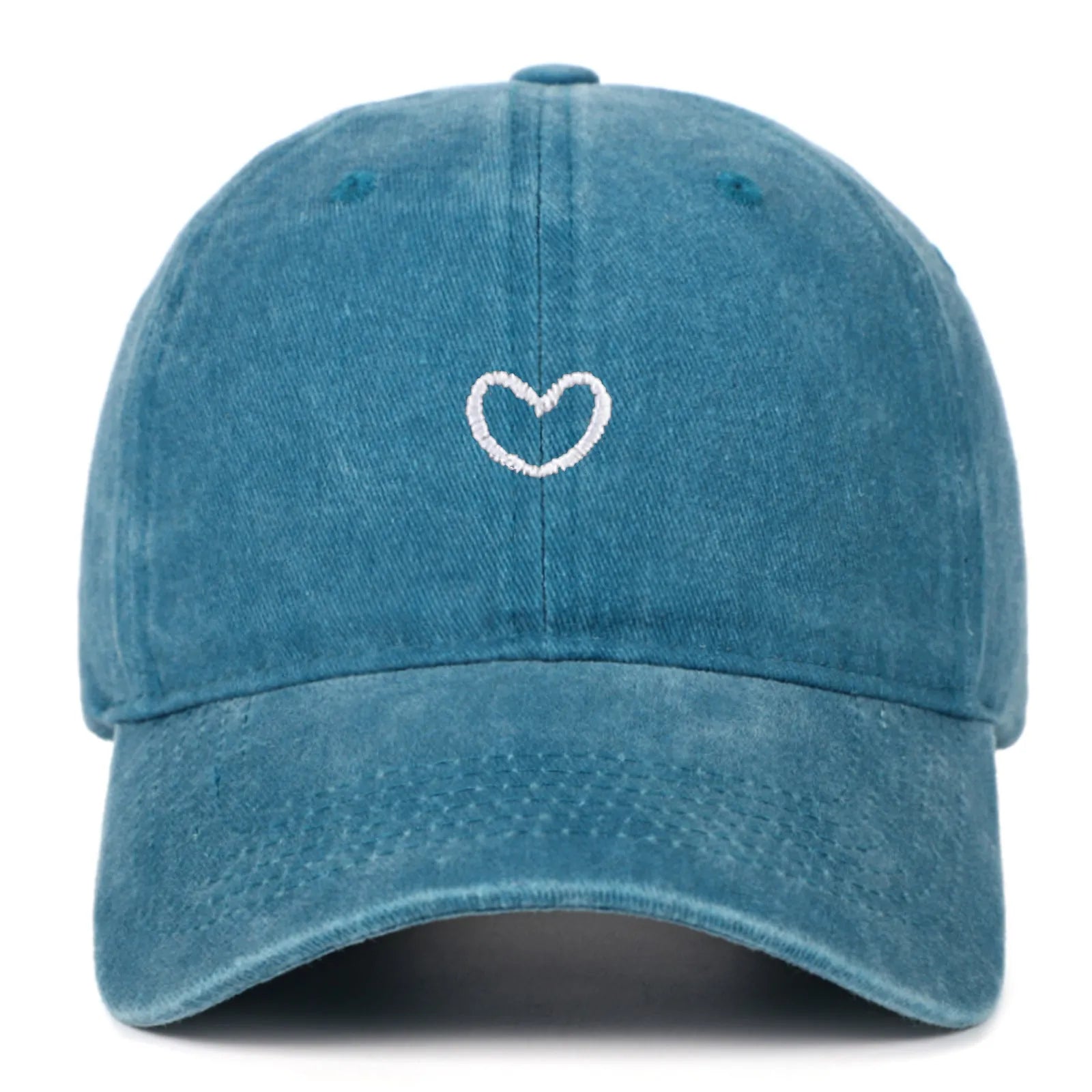 Retro embroidered cotton peaked cap in an adjustable size on a neutral background.