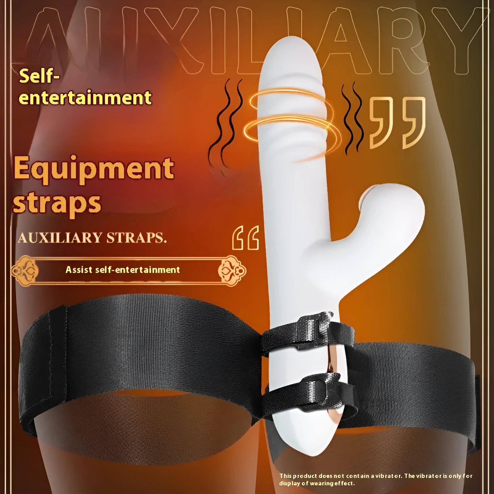 Black knitted belt adult toy strap with adjustable fastenings for secure appliance mounting