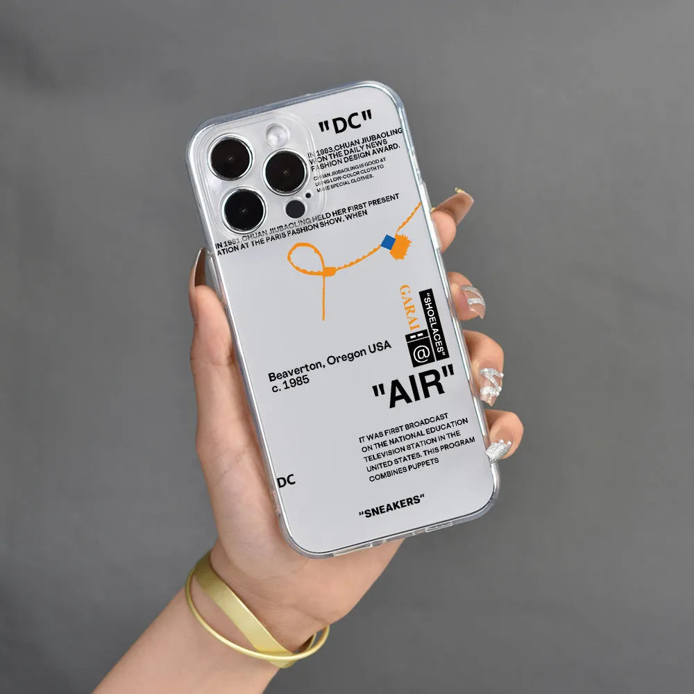 Transparent TPU phone case with monster English letters print for Apple iPhone, all-inclusive lens cover