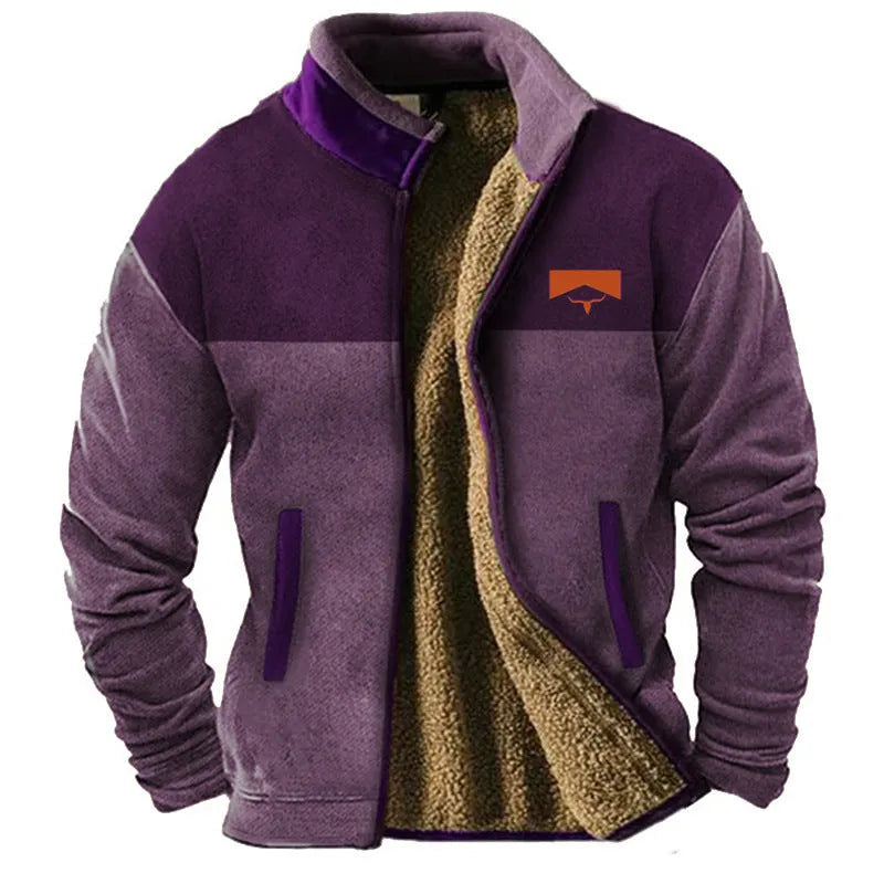 Men's padded polyester coat in regular fit with fleece lining shown in green colour