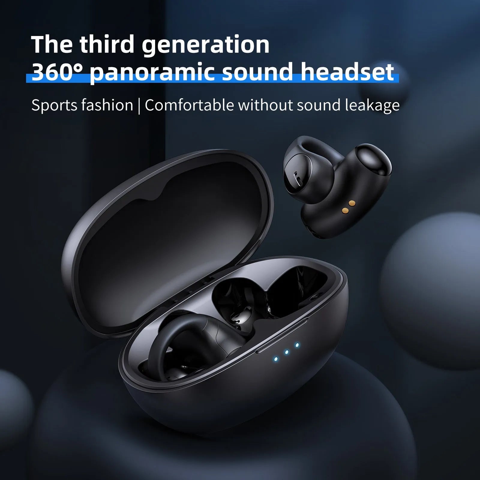 T306 Bluetooth wireless sports headset with ear hook design in black colour