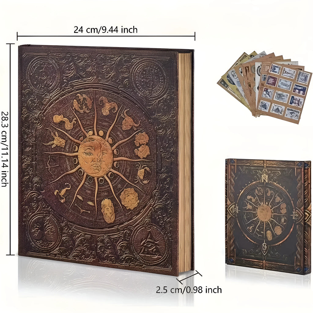 132-page retro constellation photo album with hard cardboard cover and kraft paper pages