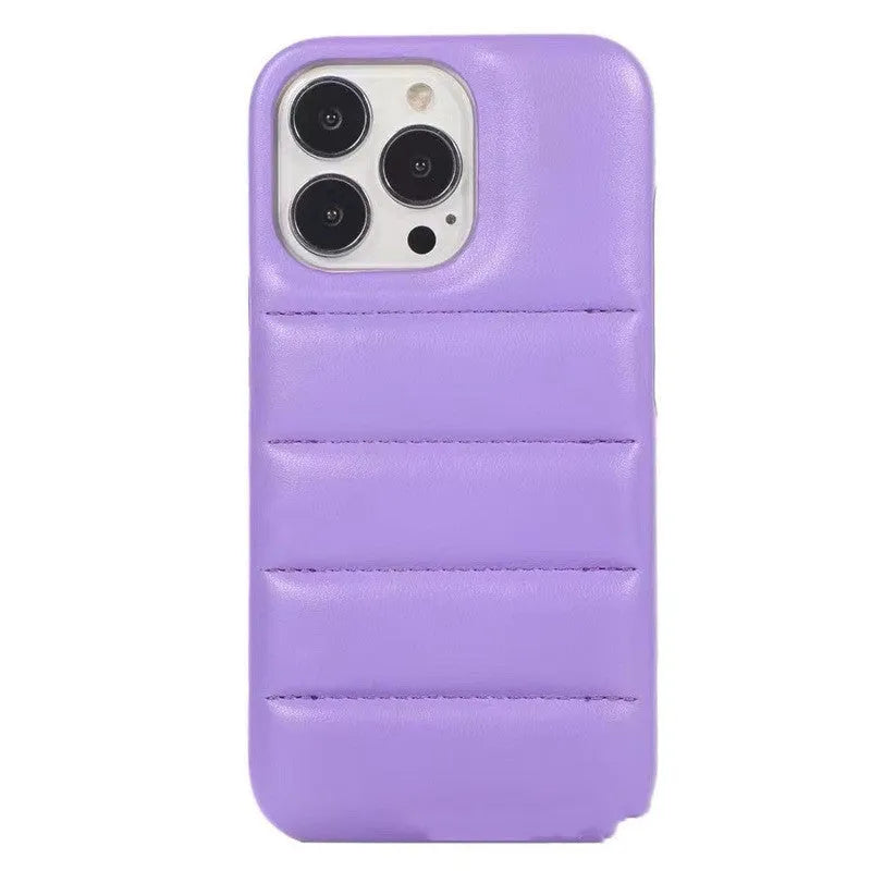 Fashion solid colour down jacket phone case for Apple iPhone in orange with TPU and PC back cover