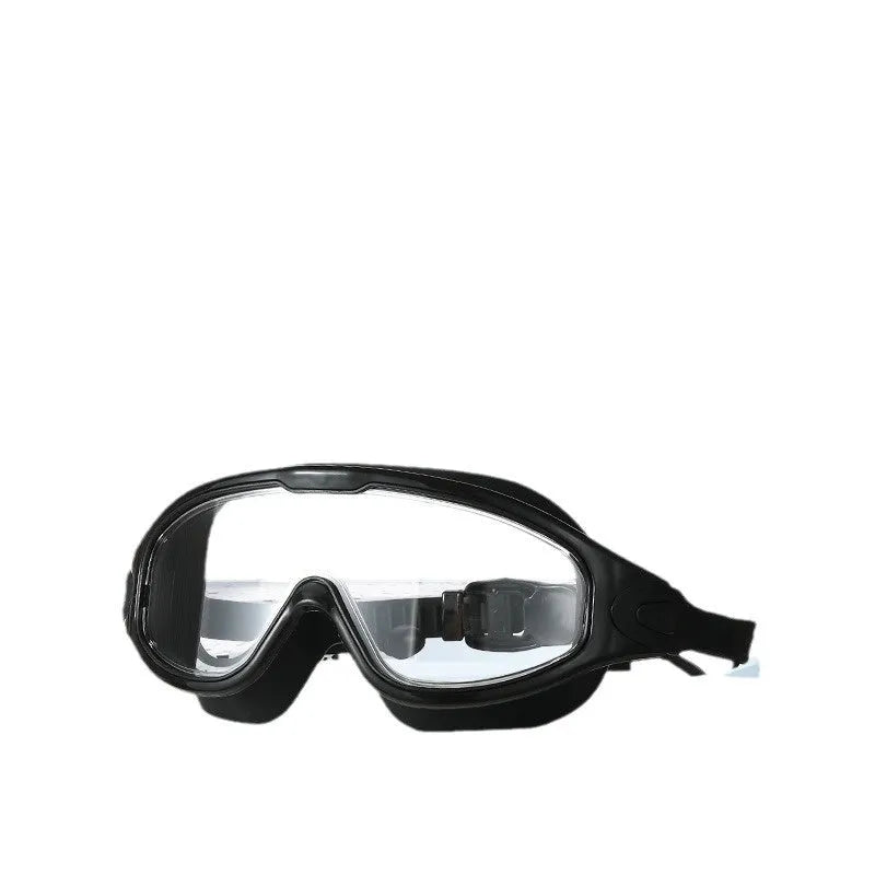HD waterproof anti-fog large frame swimming goggles in transparent-8032 for adults