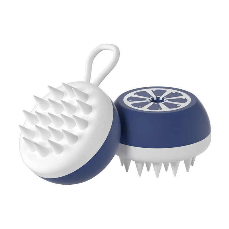 Yellow silicone pet bath brush with massage bristles for dogs and cats grooming