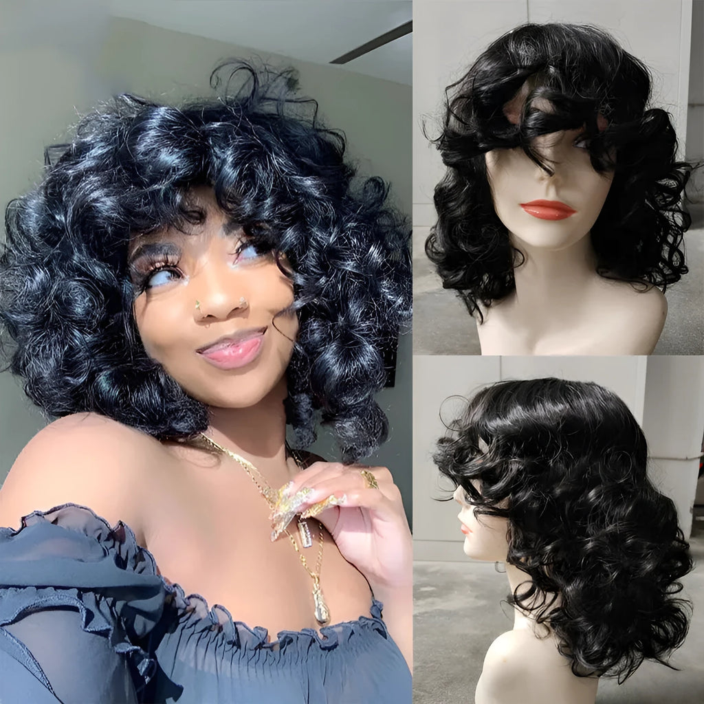 Black synthetic Afro wig with long curly hair in exotic African style