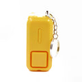 ZQ-202 personal safety alarm in pink, black, white, yellow or green with compact 65x30x12mm dimensions