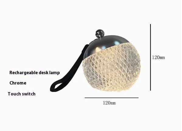 Portable dimmable LED night lamp with touch control in minimalist design, 12cm diameter and height