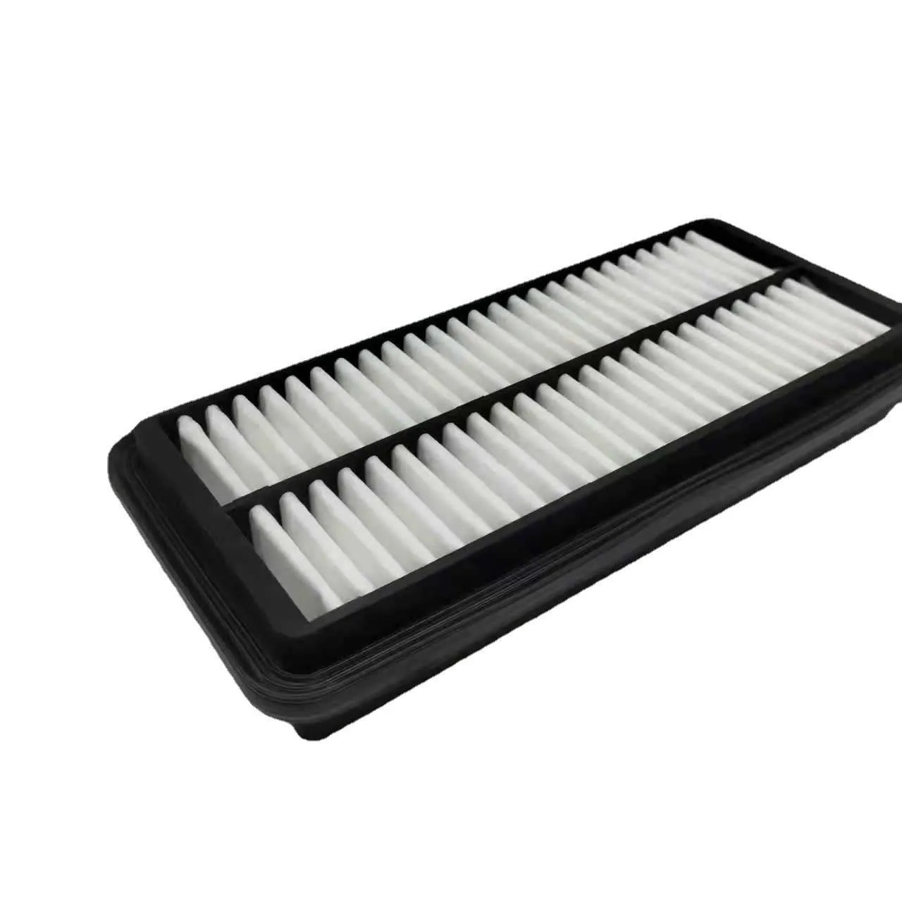 Black Hyundai car engine air filter with dimensions 256mm by 113mm by 40mm