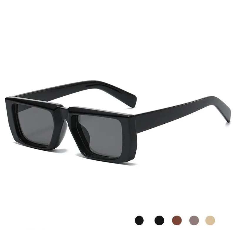 Y2K style sunglasses with UV400 protection in multiple colour combinations including black, grey, and transparent frames