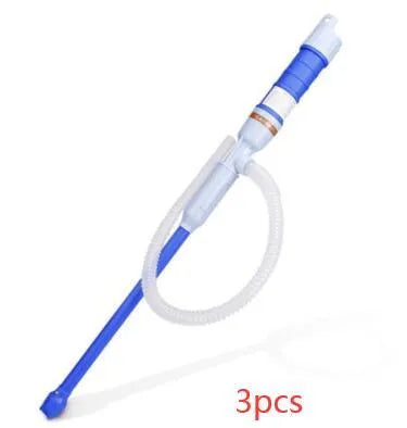 Blue or red manual hand siphon pump for transferring fuel and liquids