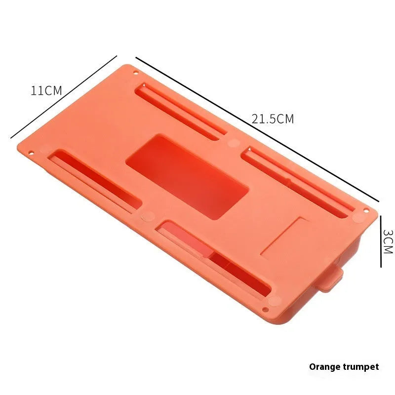 White plastic under table storage box with drawer lid and adhesive base for hidden organisation