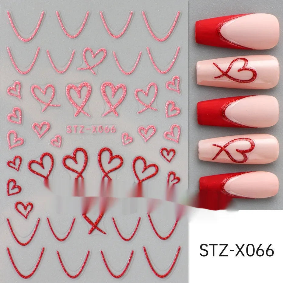 Plastic sheet of black, silver, and cartoon design nail art stickers for DIY manicures.