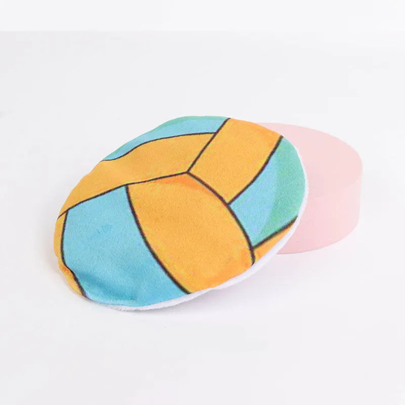 5cm catnip and crinkle disc toy with plush exterior in sports ball patterns