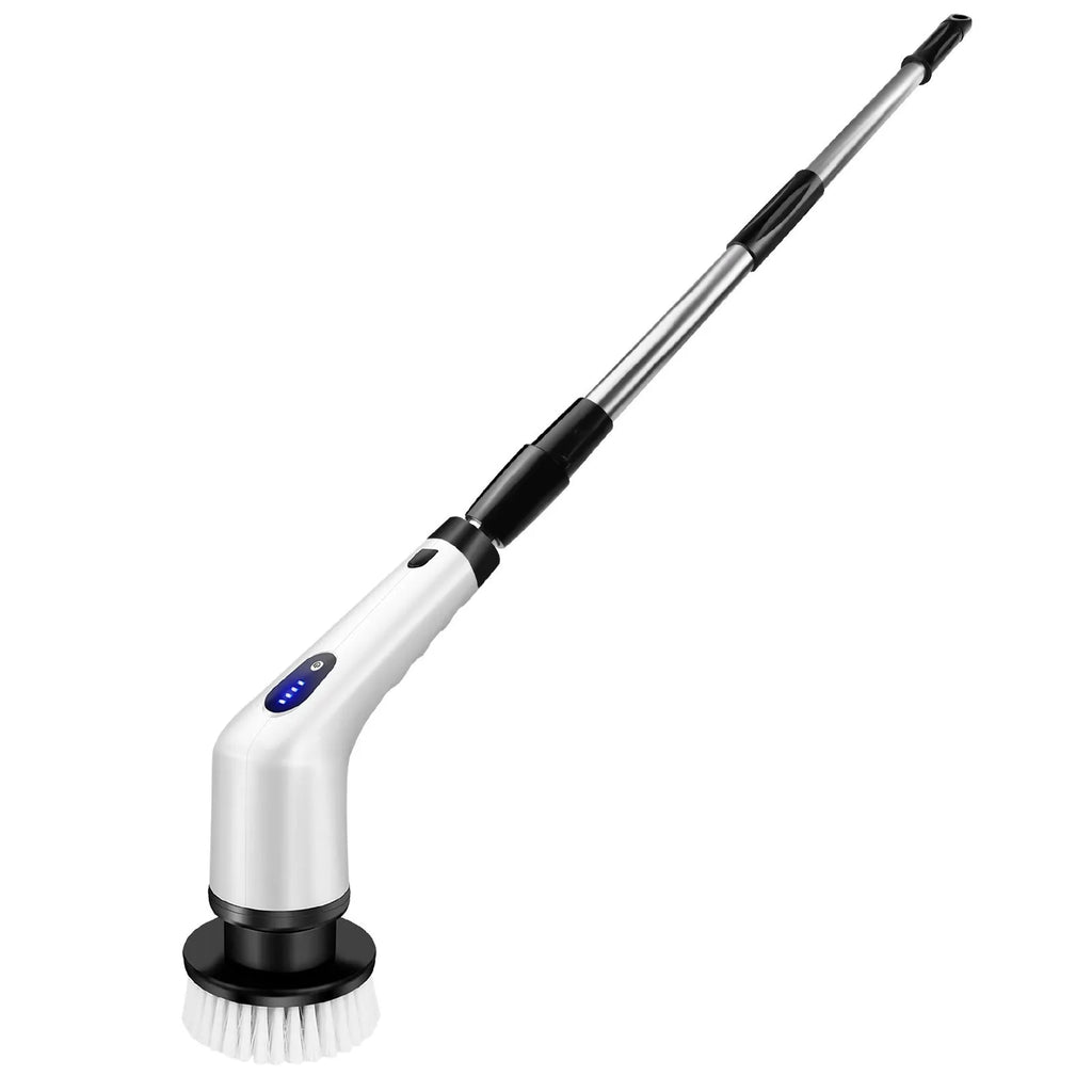 White lithium rechargeable handheld cleaning brush with ABS construction