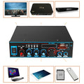 Black BT-309A-A Bluetooth and FM power amplifier with remote control for home or car.