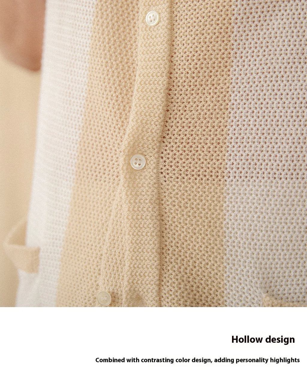 Beige lapel collar short sleeve cardigan made from cotton linen blend fabric