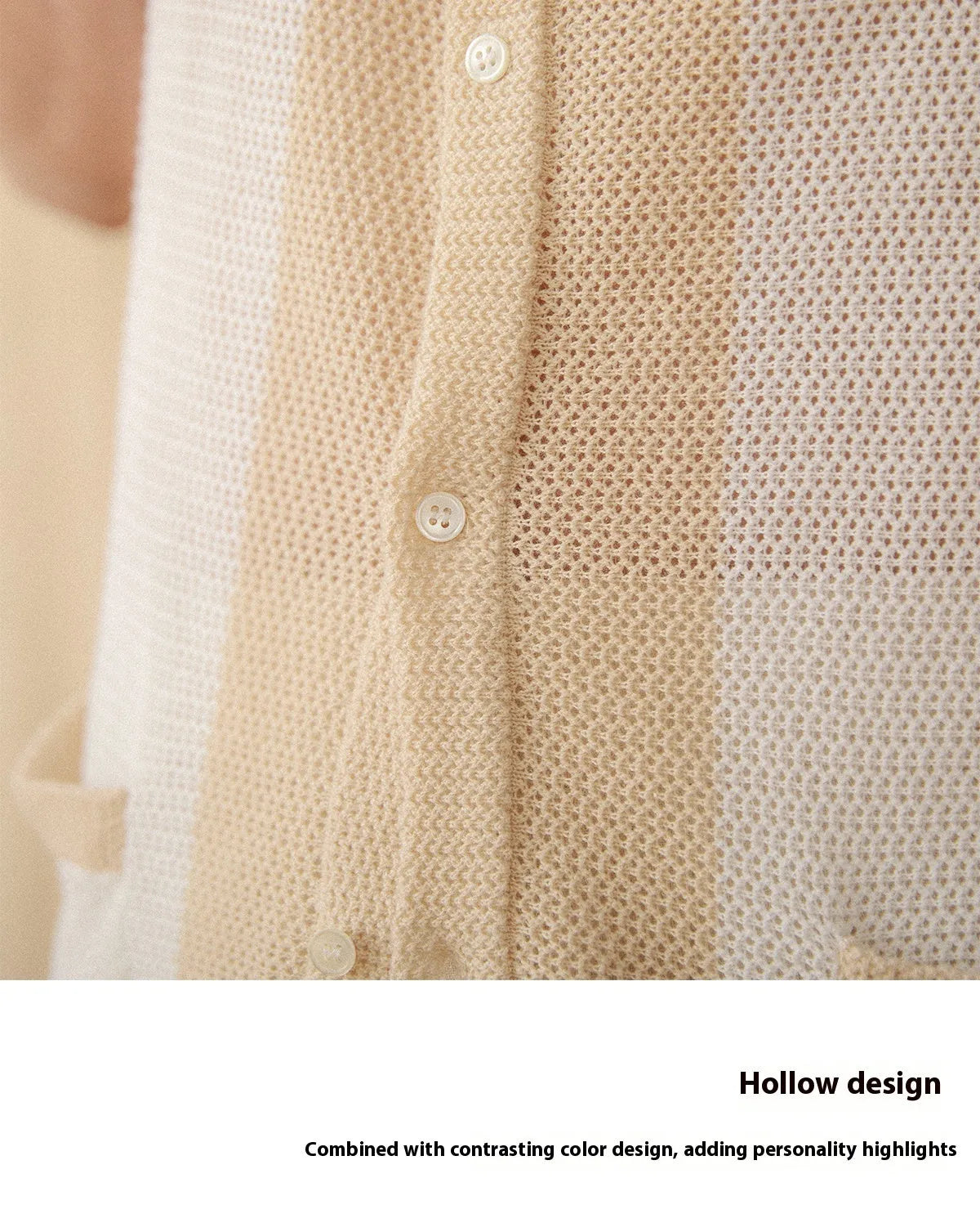 Beige lapel collar short sleeve cardigan made from cotton linen blend fabric