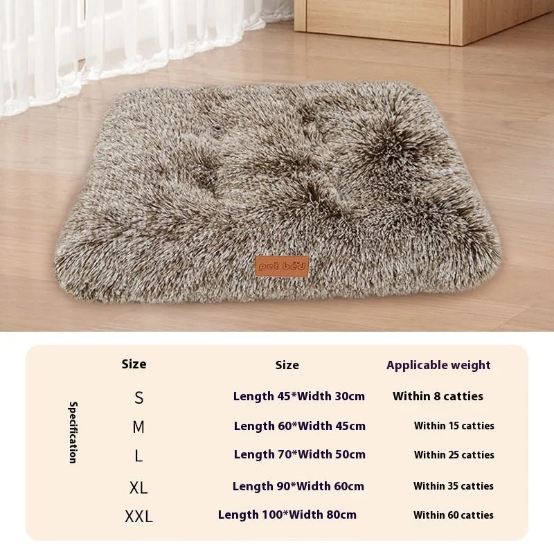 Thick warm plush pet cushion mat for dog or cat kennel bed in light grey colour