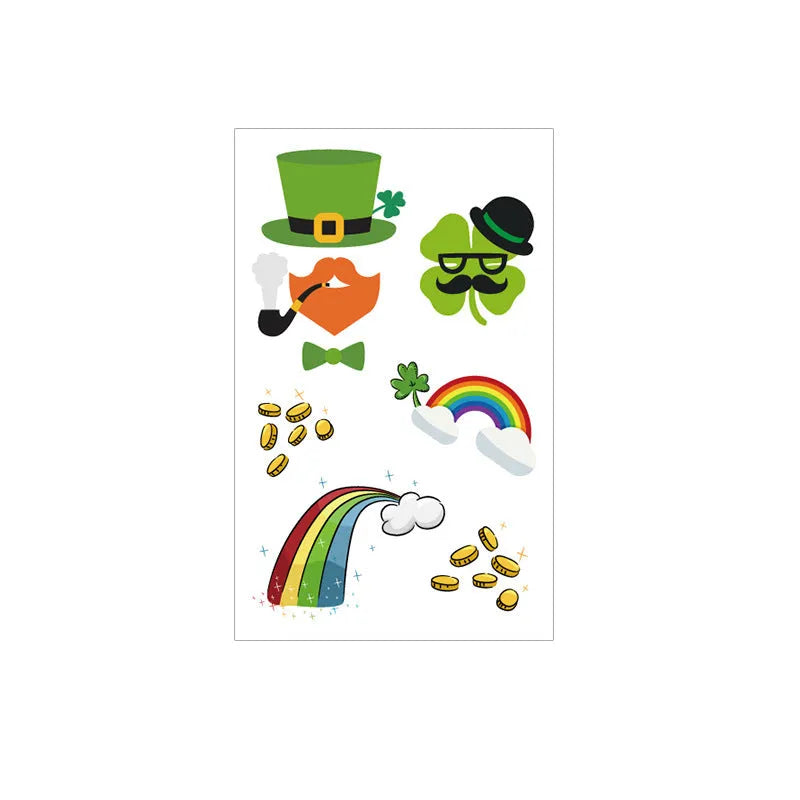 Water transfer tattoo sticker paper with Irish flag shamrock design measuring 120×75mm