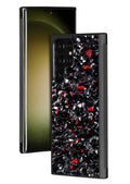 Slim Samsung Galaxy S21 phone case in Forged Red finish, showing front and back views.