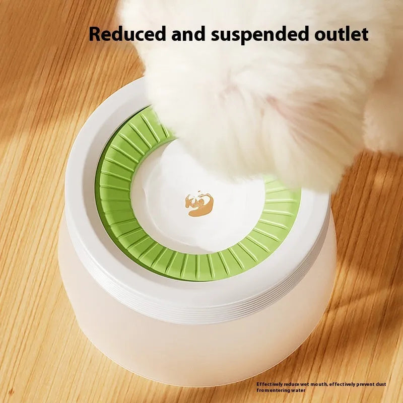 Green suspended pet water bowl and plate for dogs and cats