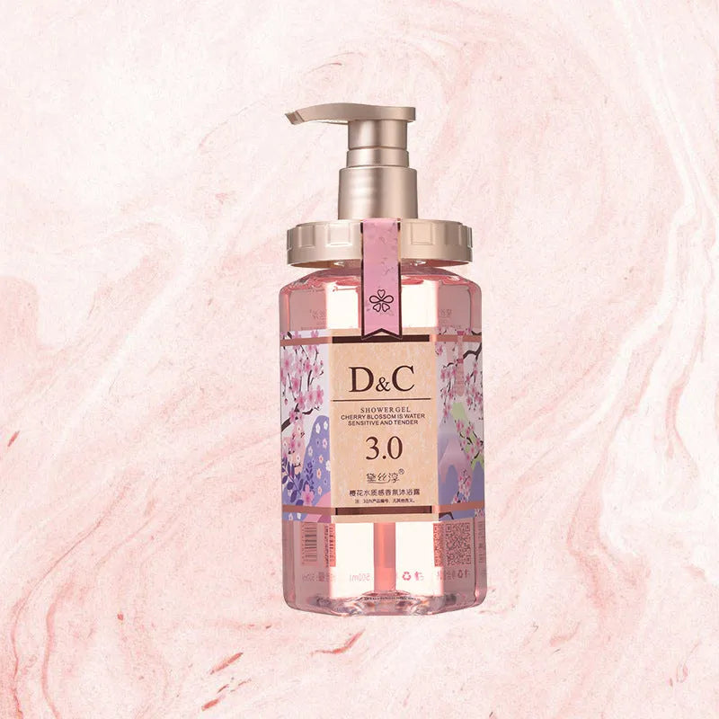 Sakura cherry blossom shampoo, hair mask conditioner and shower gel set, three 500ml bottles.