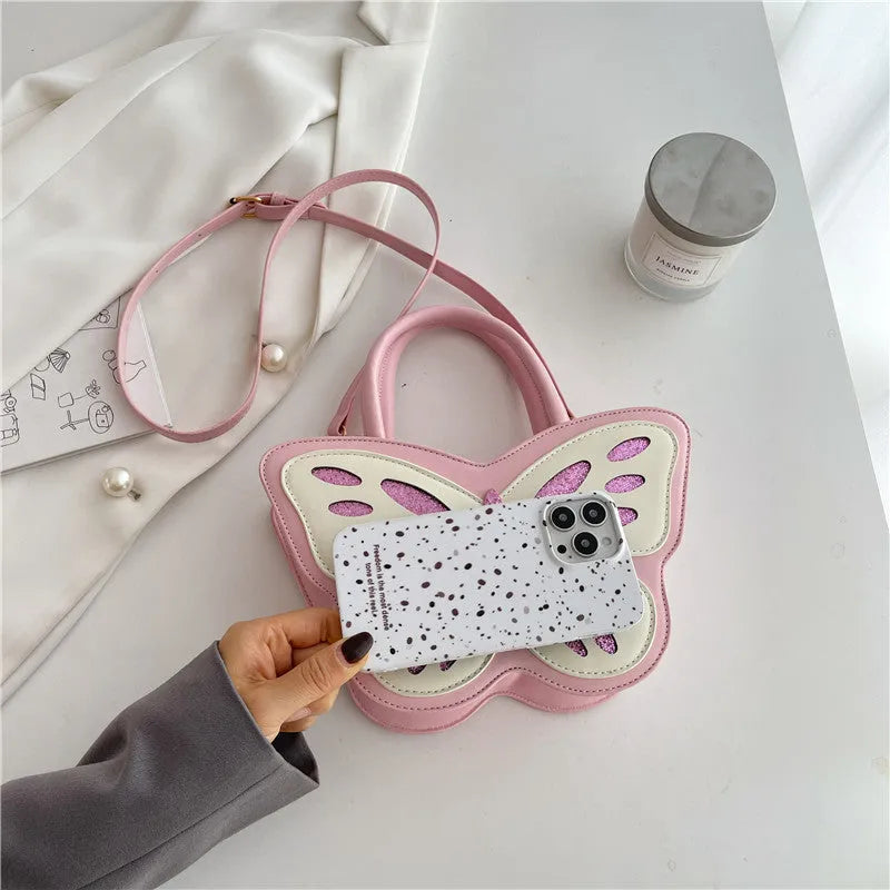 Small square PU leather crossbody bag with contrast trim in black, blue, pink, or white